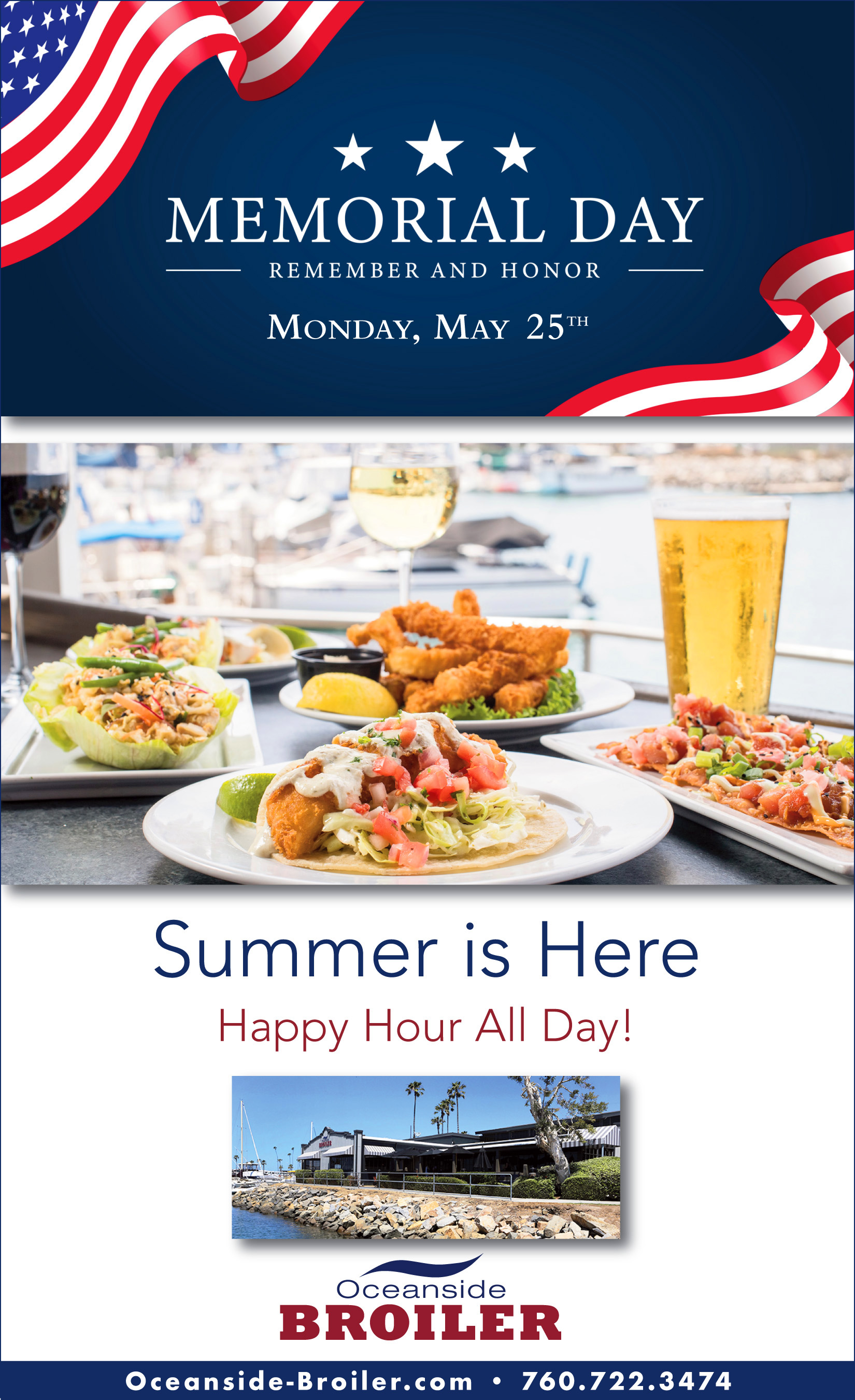 Summer is Here! Happy Hour All Day this Memorial Day!