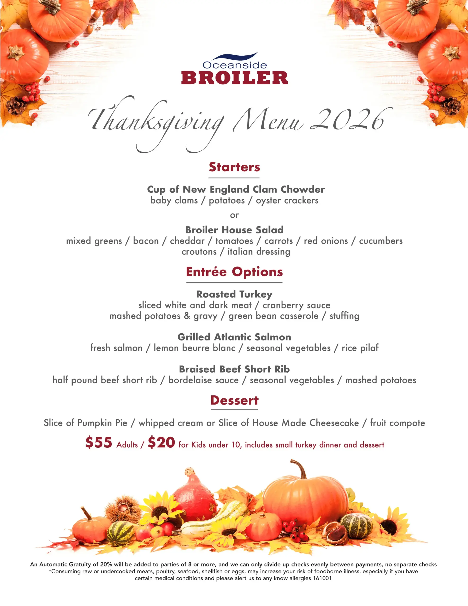 Thanksgiving menu